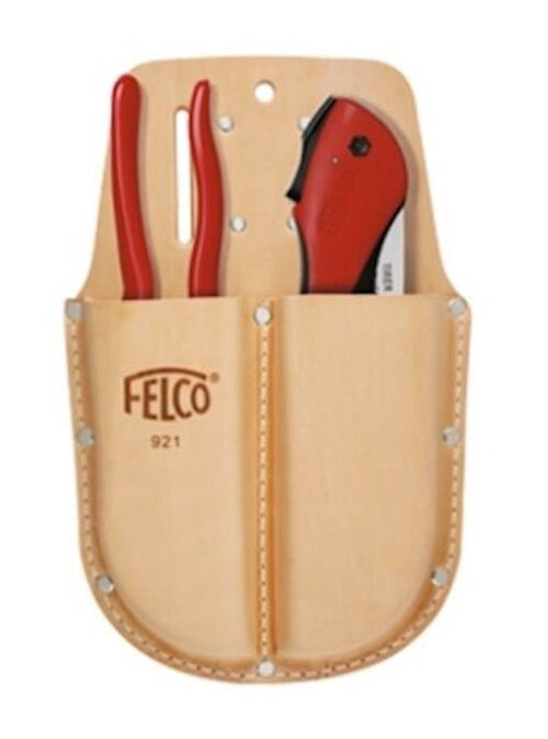 FELCO 921 Genuine Leather Holster / belt loop & clip for 2 Felco Secateur Tools