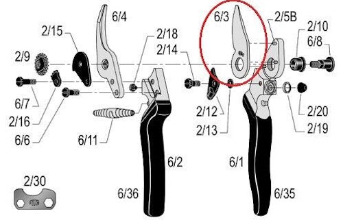 FELCO 6/3 Replacement Blade - For Felco 6, 12 & 6CC